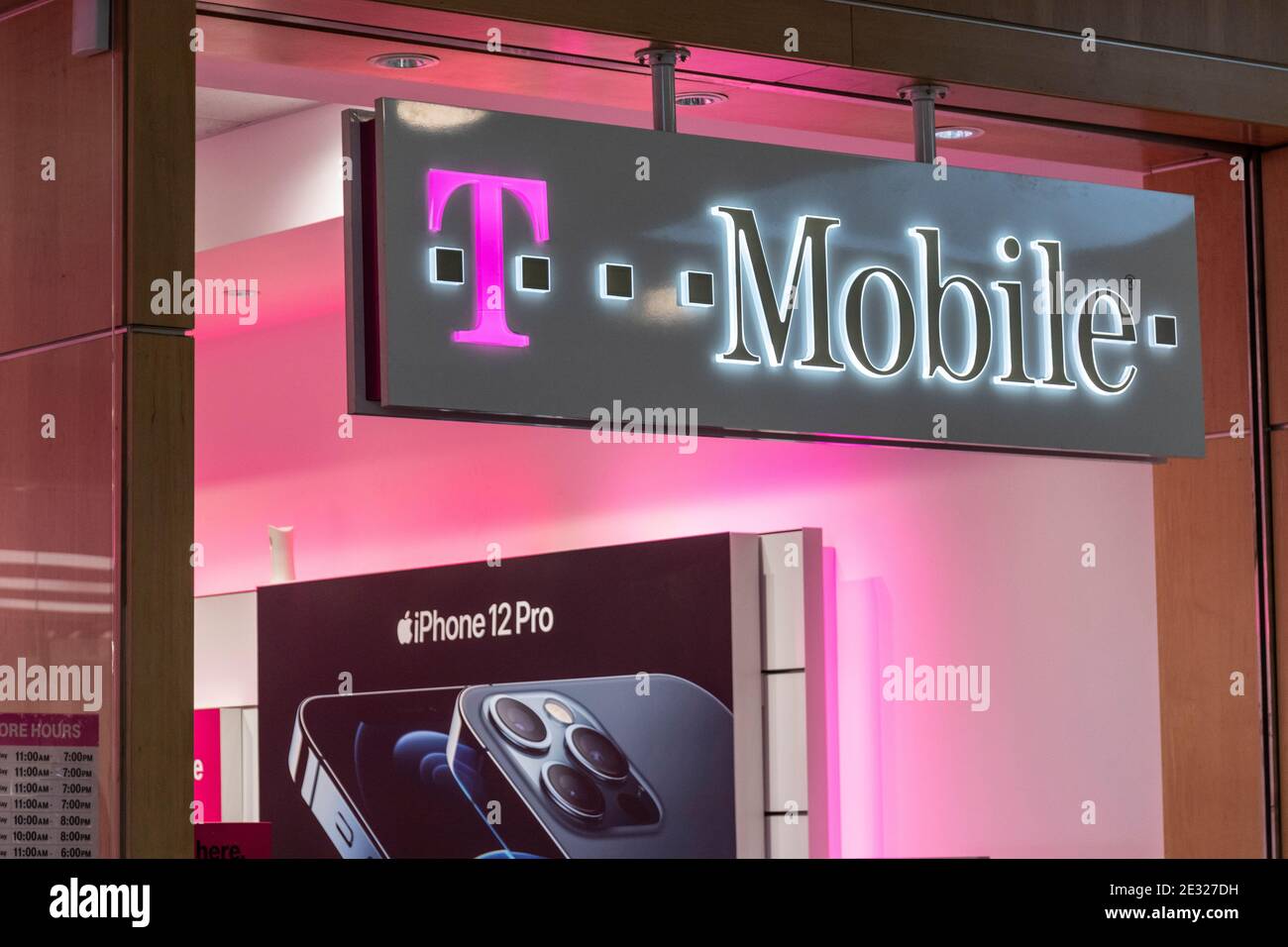 Indianapolis - Circa January 2021: T-Mobile Retail Wireless Store. T-Mobile merged with Sprint in hopes of advancing 5G development. Stock Photo