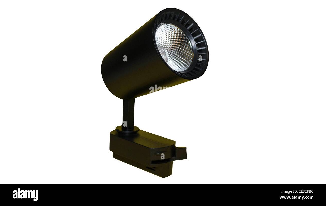 Track lighting isolated on a white background, light in black, LED ...