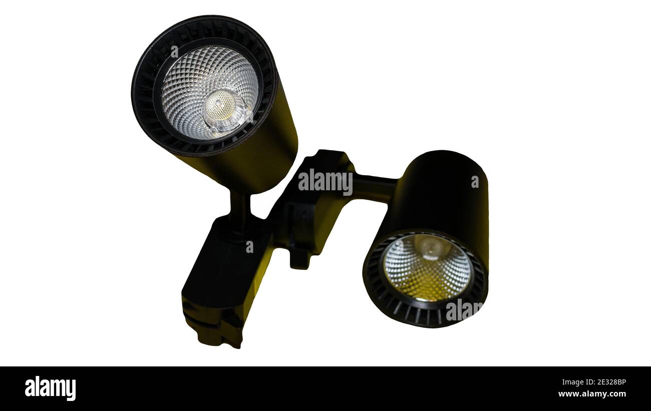 Square shape LED ceiling lamp isolated on white background, spot light ...