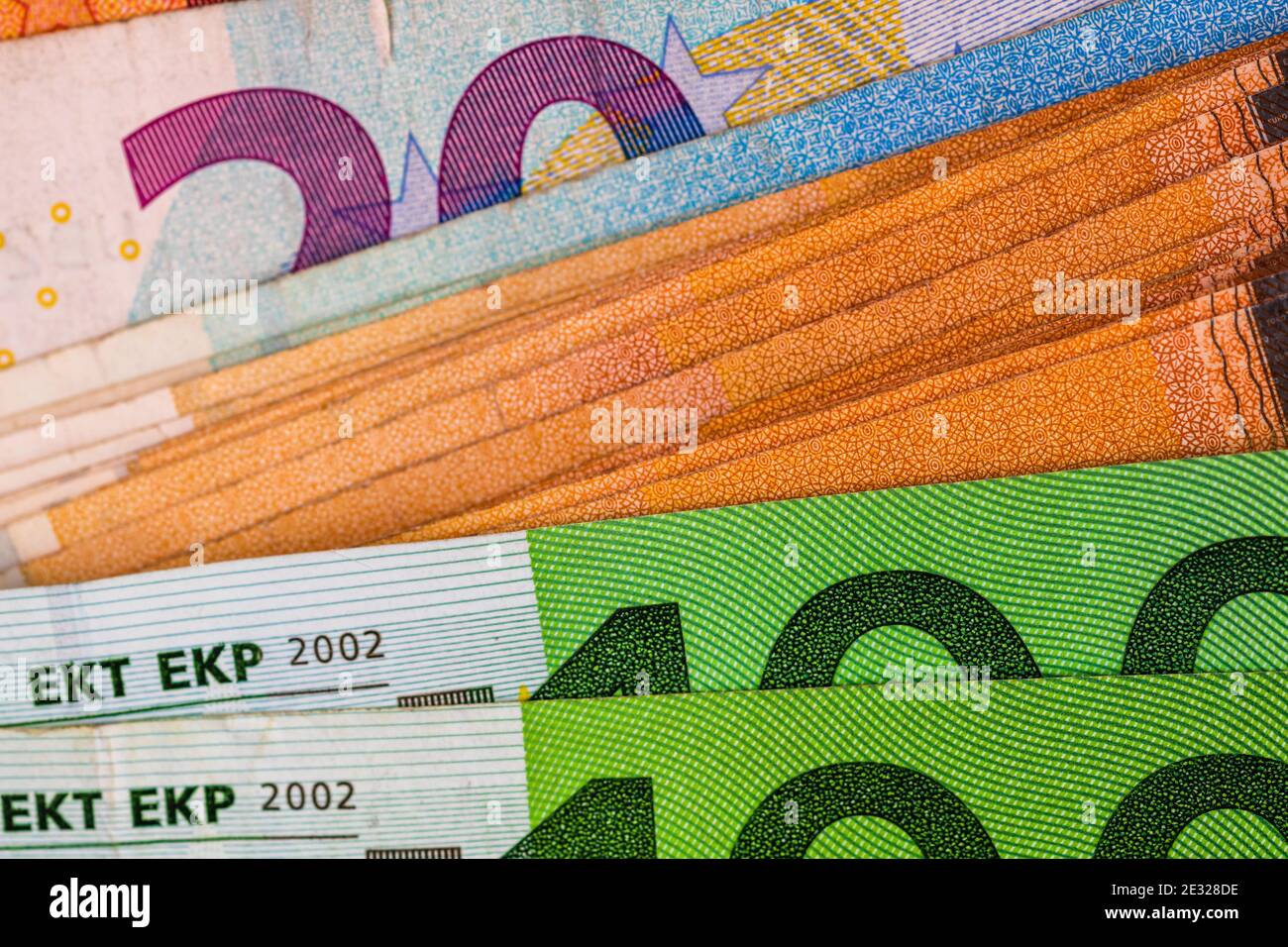 Close up macro detail of EURO money banknotes, detail photo of EURO ...
