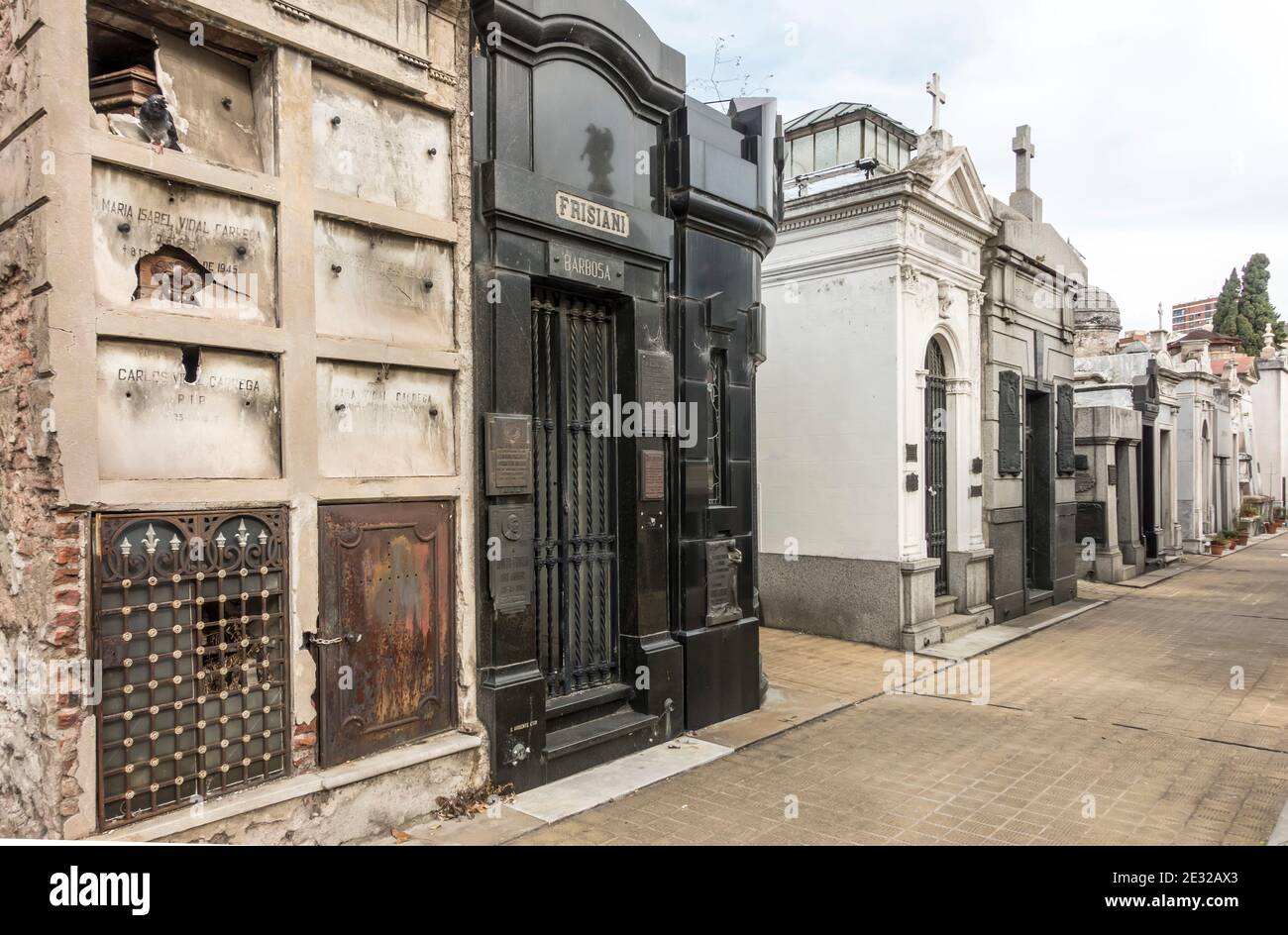 neglected above ground tombs in Recoleta cemetery, Buenos Aires, Argentina Stock Photo