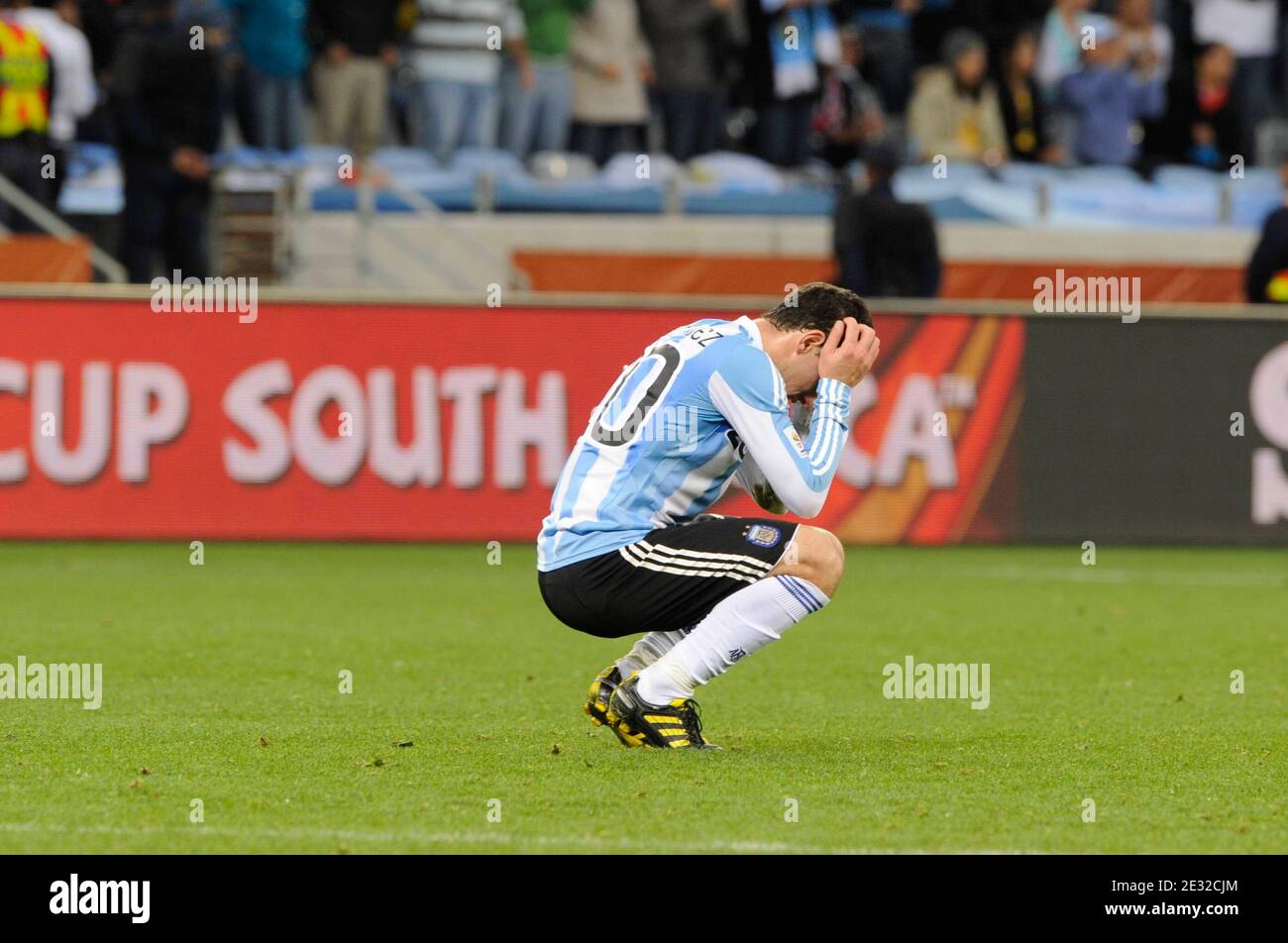 Argentina's Maxi Rodriguez frustration during the 2010 FIFA World Cup South Africa 1/4 of final Soccer match, Argentina vs Germany at Green Point football stadium in Johannesburg, South Africa on July 3rd, 2010. Germany won 4-0. Photo by Henri Szwarc/ABACAPRESS.COM Stock Photo