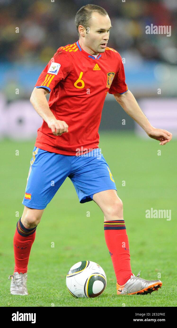 Spain's Andres Iniesta during the 2010 FIFA World Cup South Africa, Semi-Final, Soccer match, Spain vs Germany at Moses Mabhida football stadium in Durban, South Africa on July 7th, 2010. Spain won 1-0. Photo by Henri Szwarc/ABACAPRESS.COM Stock Photo