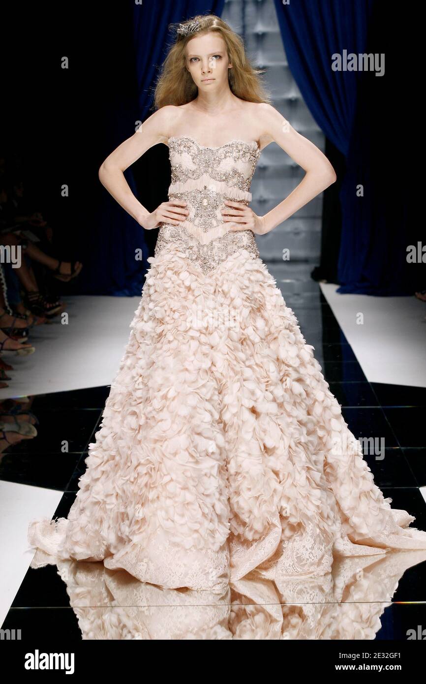 A model displays a creation by Lebanese designer Zuhair Murad for his Fall/winter  2010/2011 Haute Couture fashion show in Paris, France, on July 7, 2010.  Photo by Roberto Martinelli/ABACAPRESS.COM Stock Photo -