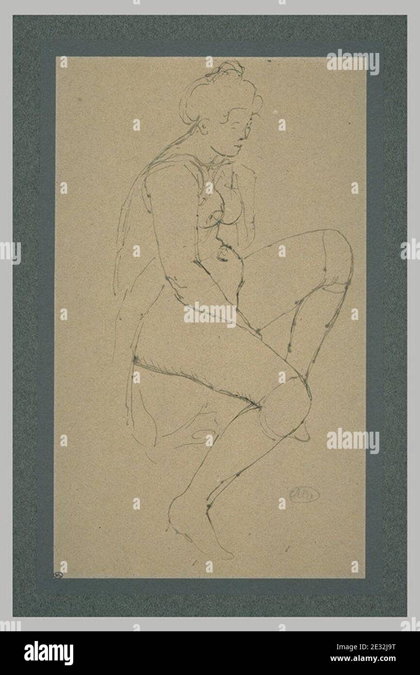 Maillol - Jeune femme demi nue, assise, RF 39708, Recto. Stock Photo