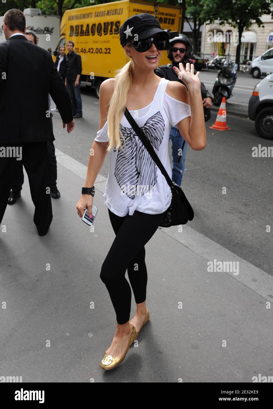 Paris Hilton is seen shopping under heavy security around the Champs Elysees  in Paris, France on July 15, 2010. Accompanied at the beginning of the  afternoon by her sister Nicky Hilton, the