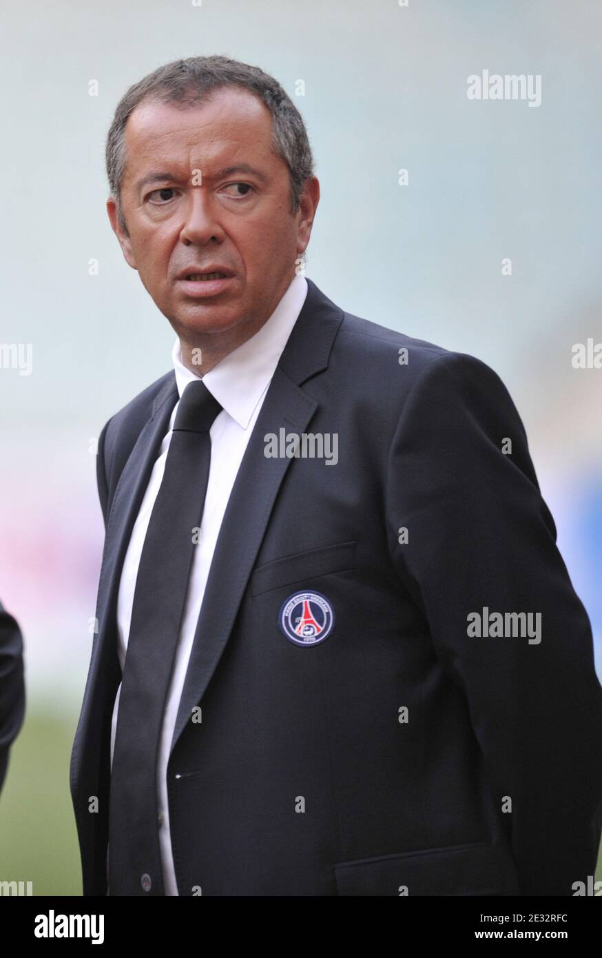 PSG's President Robin Leproux during a training session before the 'Champions' Trophy' soccer match, Olympique de Marseille vs Paris Saint-Germain at the Stade du '7 novembre' in Rades, Tunisia on July 27, 2010. Photo by Christophe Guibbaud/Cameleon/ABACAPRESS.COM Stock Photo