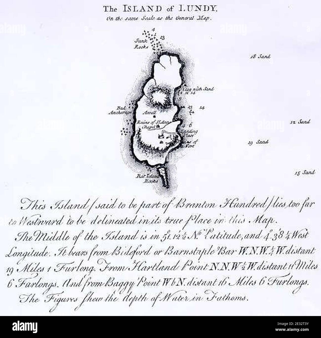 Lundy old map Stock Photo Alamy