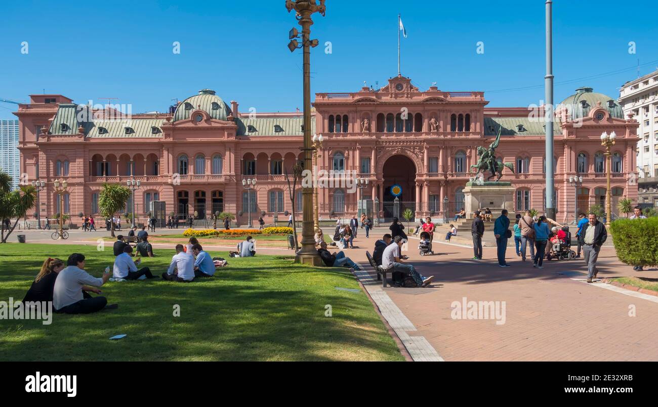 Casa Rosada or Pink House Presidential Palace, Plaza de Mayo, Buenos Aires, Argentina Stock Photo