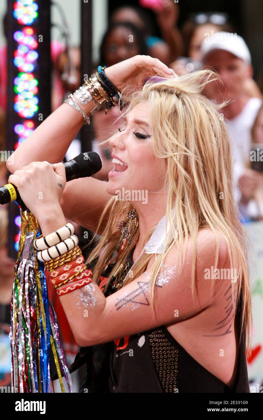 Singer Kesha performs on the NBC Today Show Concert Series in Rockefeller Center in New York City, NY, USA on August 13, 2010. Photo by Donna Ward/ABACAPRESS.COM Stock Photo