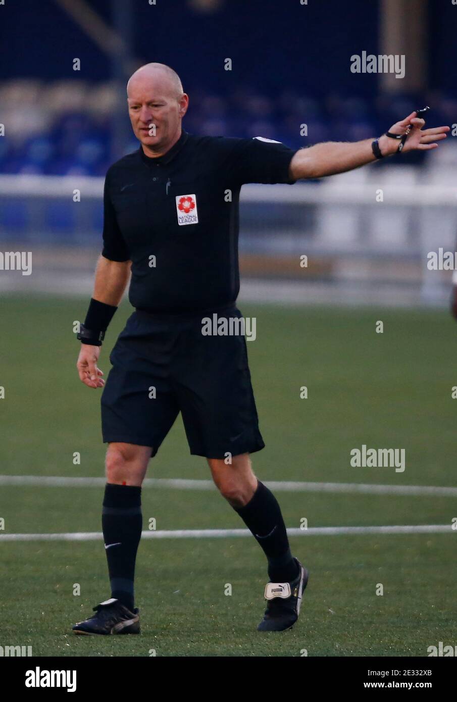 BILLERICAY, United Kingdom, JANUARY16: Referee Steven Hughes during Vanarama National League - South between Billericay Town and of Dulwich Hamlet at New Lodge, Billericay on 16th January, 2021 Credit: Action Foto Sport/Alamy Live News Stock Photo