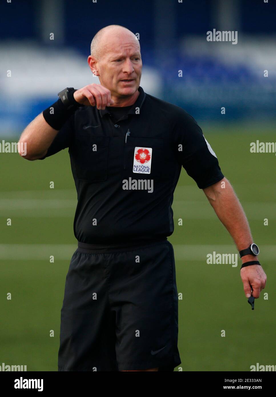 BILLERICAY, United Kingdom, JANUARY16: Referee Steven Hughes during Vanarama National League - South between Billericay Town and of Dulwich Hamlet at New Lodge, Billericay on 16th January, 2021 Credit: Action Foto Sport/Alamy Live News Stock Photo