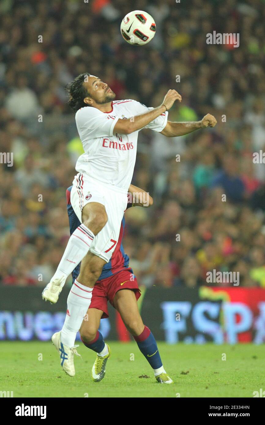 Milan's Mario Yepes during the 45th Joan Gamper Trophy Soccer match, FC Barcelona vs AC Milan at Camp Nou in Barcelona, Spain, on August 25, 2010. Photo by Manuel Blondeau/ABACAPRESS.COM Stock Photo