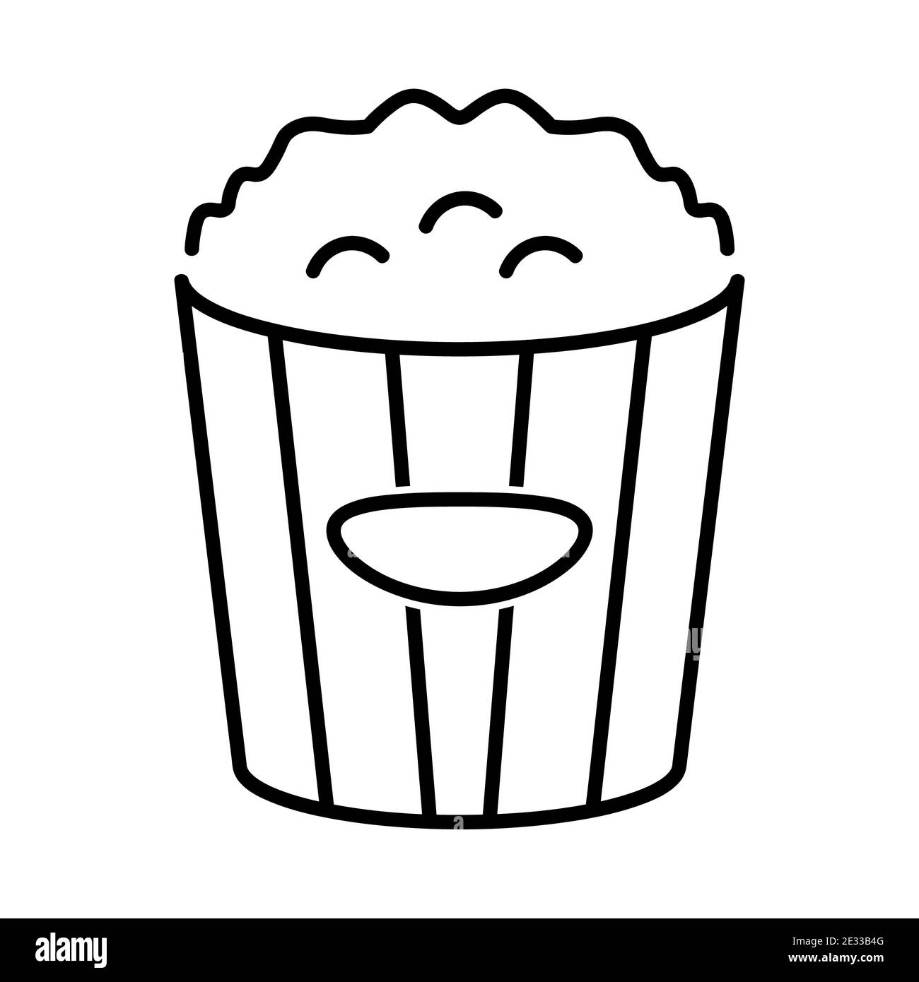 Popcorn for movie flat icon. Pictogram for web. Line stroke. Isolated ...