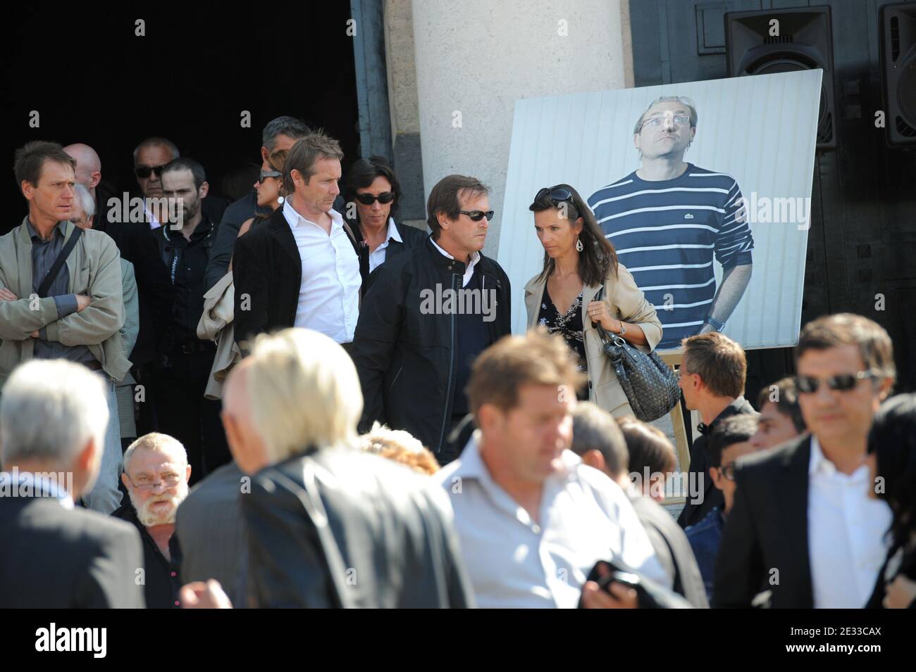 Former French racing driver and former director of the Paris-Dakar Rally Hubert Auriol (up 2ndR) is seen after attending the funeral ceremony for French cycling champion Laurent Fignon at the Pere Lachaise crematorium in Paris, France on September 3, 2010. The former two-time Tour de France winner, aged 50, passed away in the Pitie-Salpetriere hospital in Paris on August 31, following a battle with cancer. Photo by Martin Bureau/Pool/ABACAPRESS.COM Stock Photo