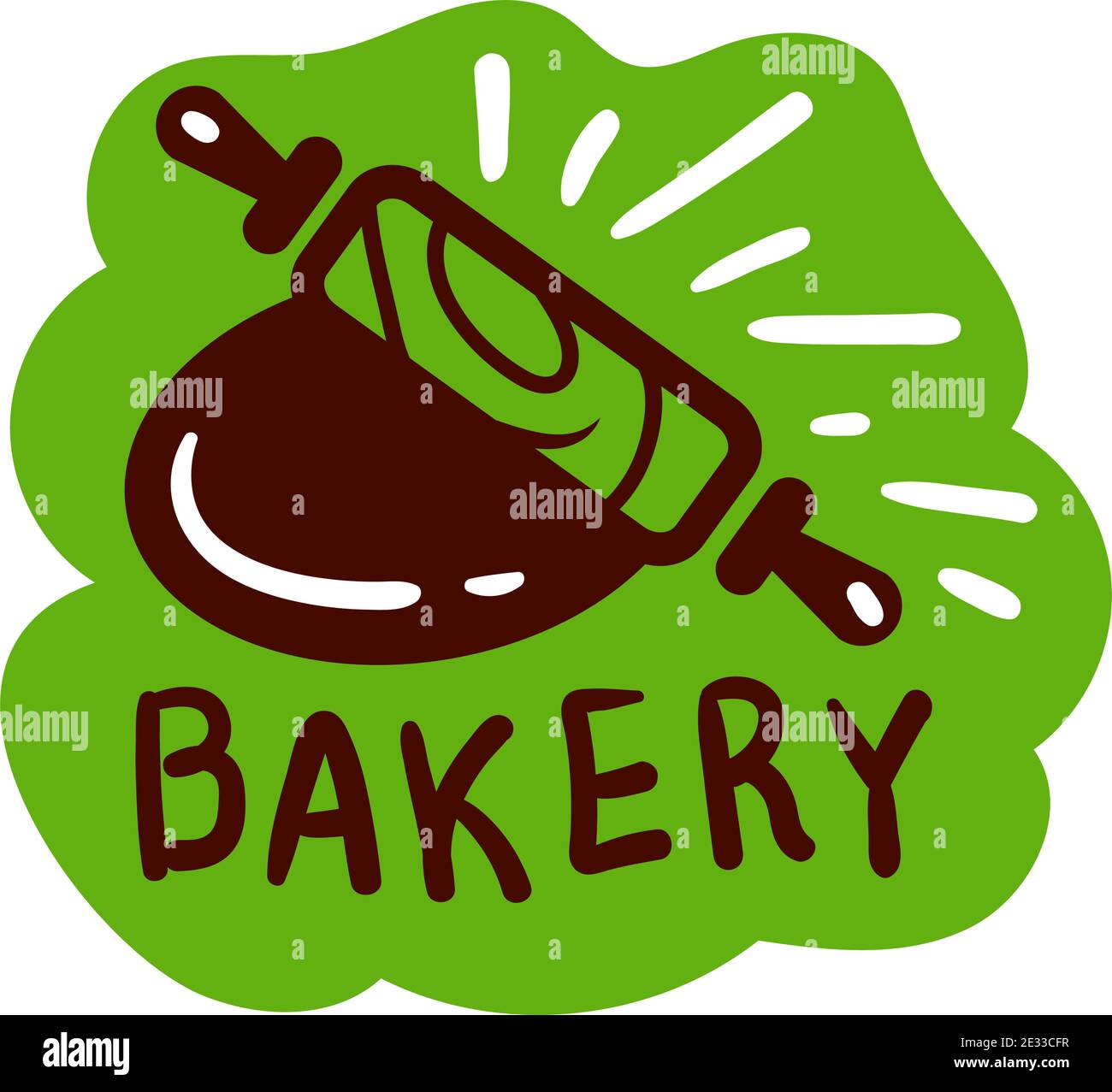 Bread and bakery product logo and icon with rolling pin. Flat Bagel and