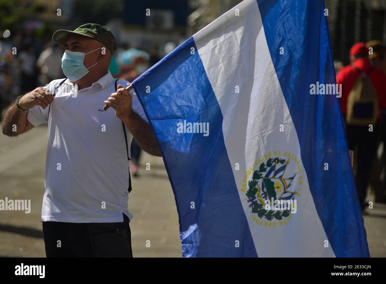 San Salvador, El Salvador. 16th Jan, 2021. War veterans gather in a rally to commemorate the 29th anniversary of the Chapultepec treaty signed to end a 12 year civil war that took