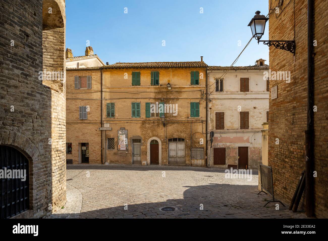 Empty street in Loreto, Marche, Italy. Loreto is an important pilgrimage center in central Italy Stock Photo