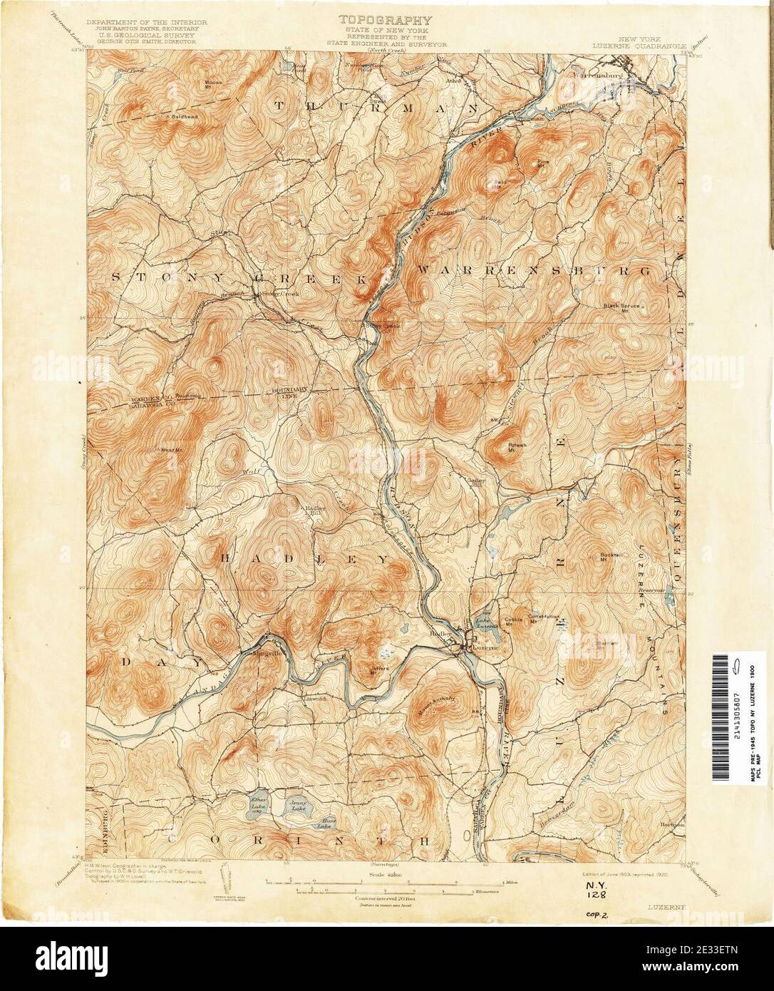 Luzerne New York USGS topo map 1900. Stock Photo