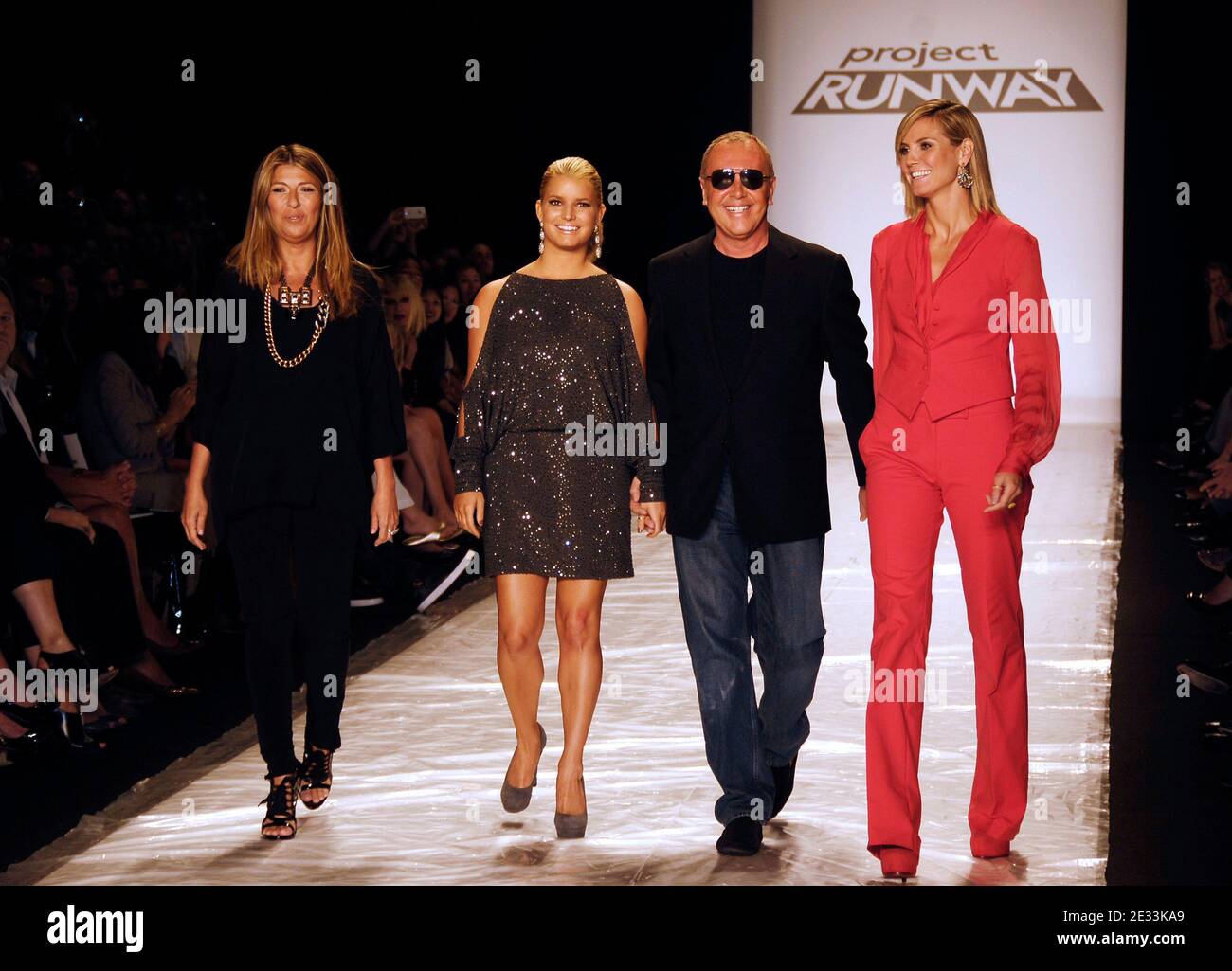 Nina Garcia, Jessica Simpson, Michael Kors and Heidi Klum pose at the
