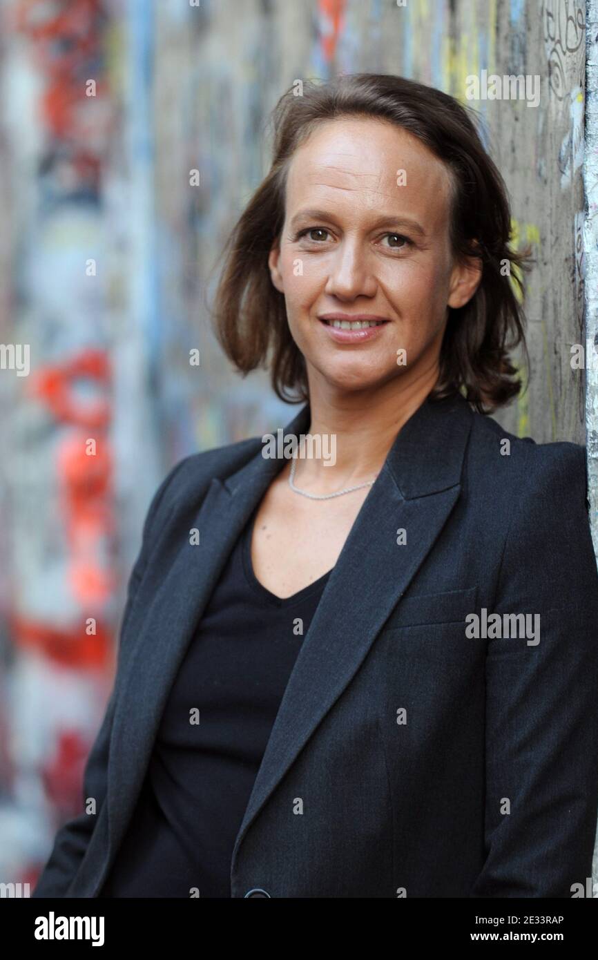 File picture dated August 2010 of French patchworks artist Constance Meyer  posing next to Serge Gainsbourg's house on the rue de Verneuil in Paris,  France. Meyer published a book titled 'La jeune