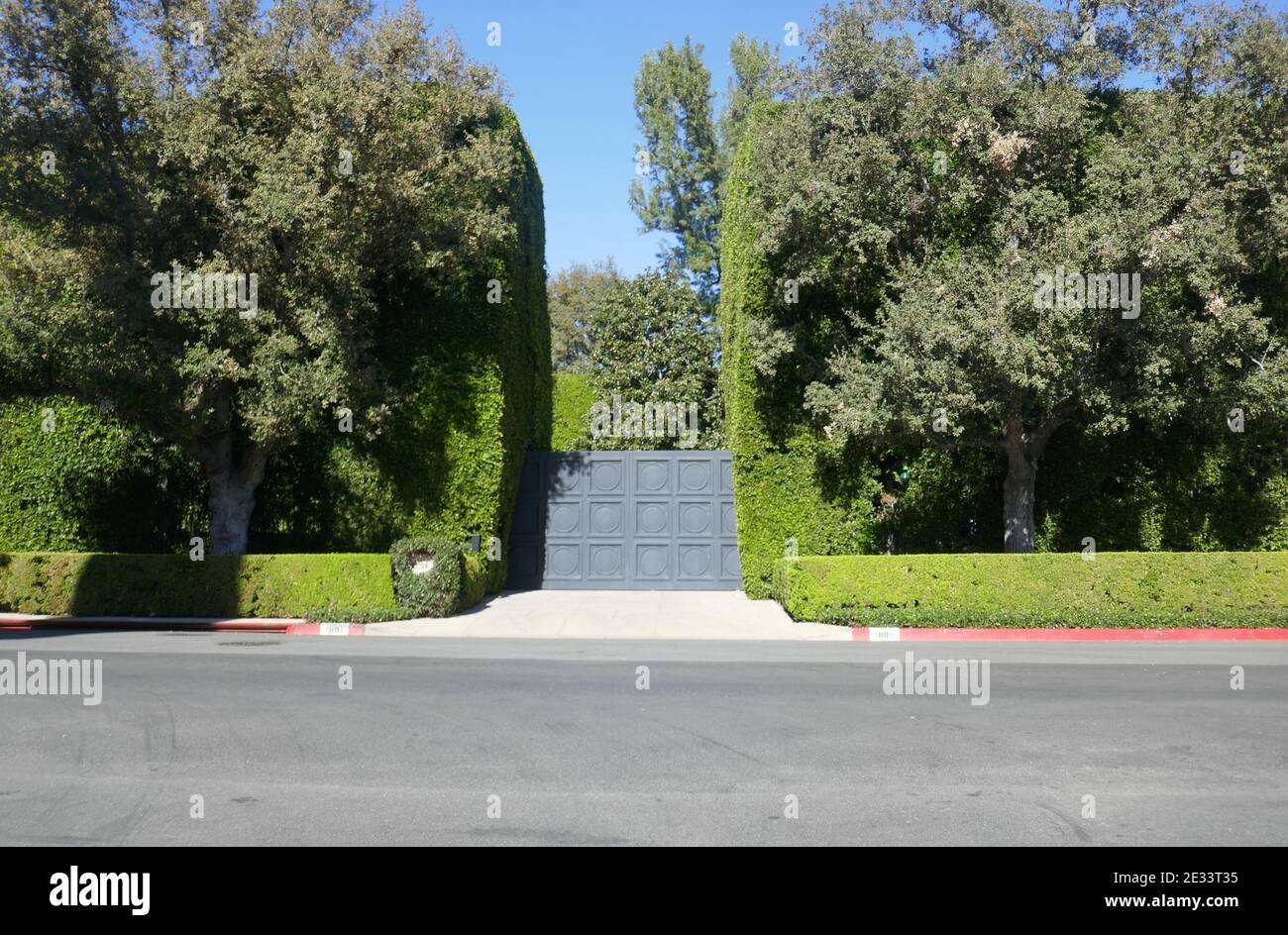 Beverly Hills, California, USA 16th January 2021 A general view of  atmosphere of Jack Warner Estate, former home of Warner Bros. Jack Warner,  current home of Amazon CEO Jeff Bezos at 1801