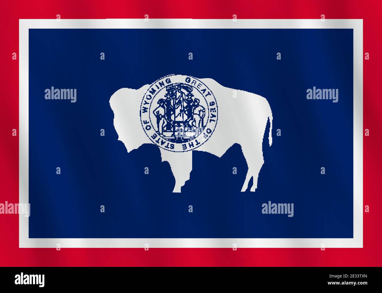 Wyoming US state flag with waving effect, official proportion Stock ...