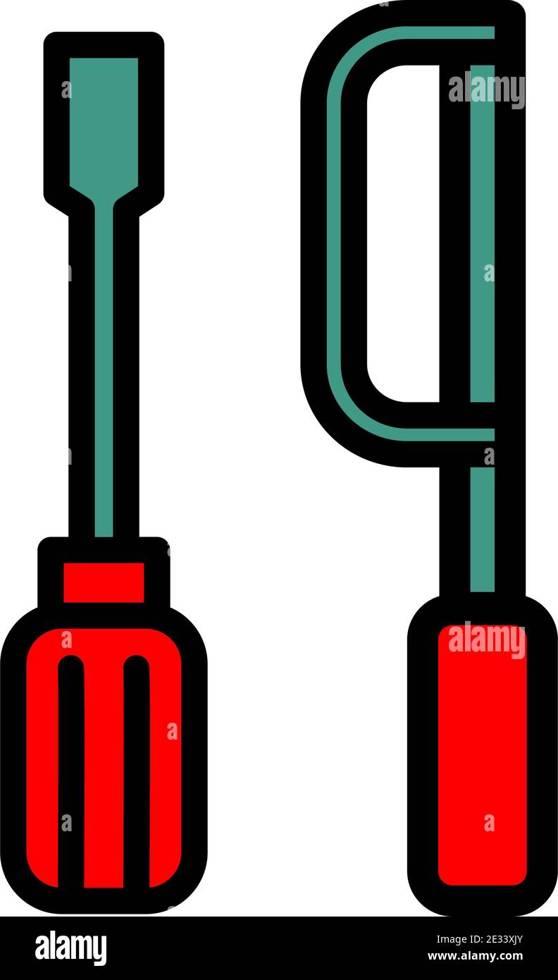 Saw and screwdriver simple vector icon or logo Stock Vector