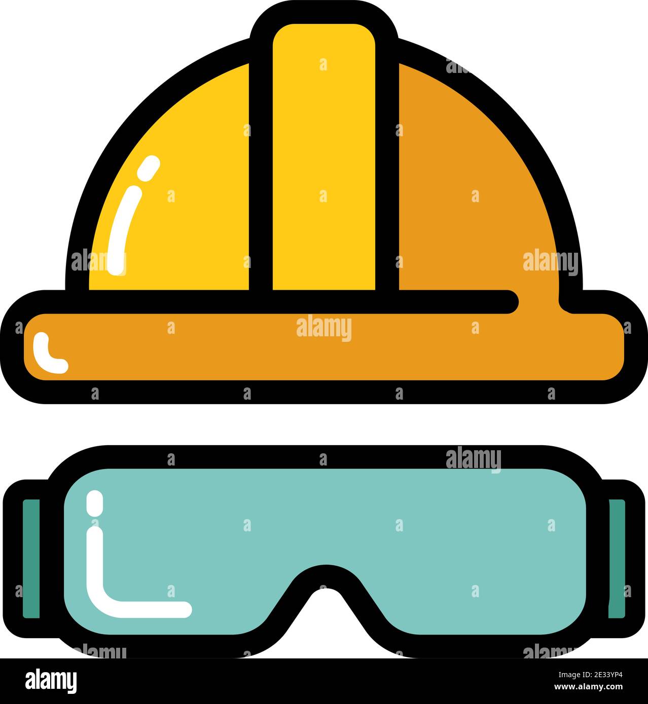Yellow helmet glasses icon vector illustration isolated Stock Vector
