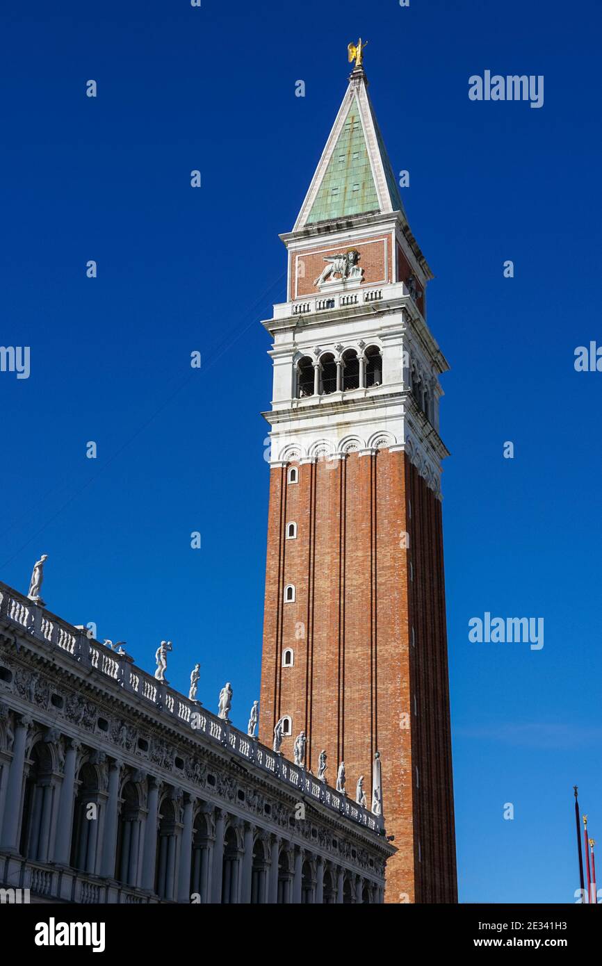 St Mark's Campanile, the bell tower of St Mark's Basilica in Venice, Italy Stock Photo