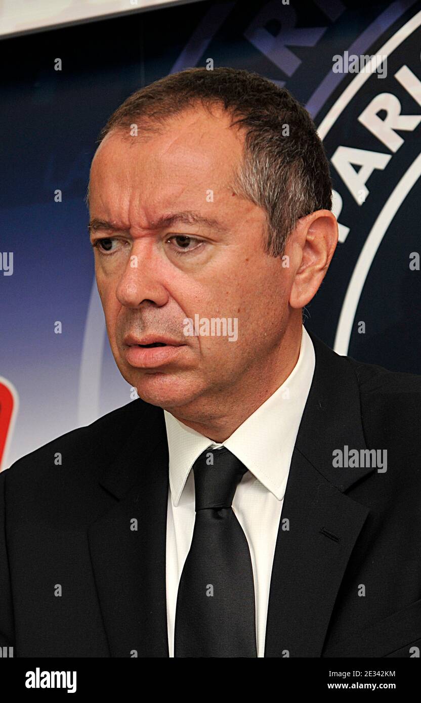 Paris Saint-Germain (PSG) football team president Robin Leproux attends the launch of PSG radio to 'le Camp des Loges' in Saint-Germain-en-Laye near Paris, France on Wednesday September 22, 2010. Photo by Thierry Plessis/ABACAPRESS.COM Stock Photo