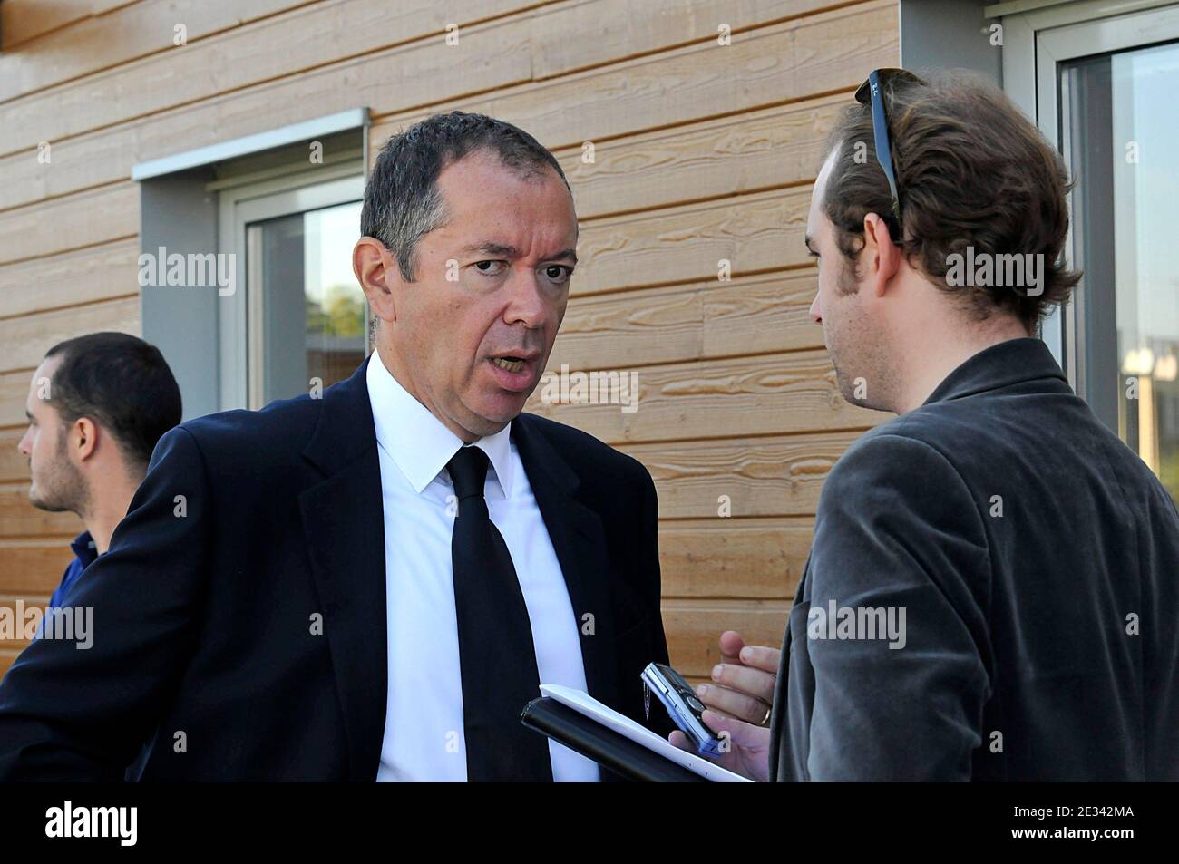 Paris Saint-Germain (PSG) football team president Robin Leproux attends the launch of PSG radio to 'le Camp des Loges' in Saint-Germain-en-Laye near Paris, France on Wednesday September 22, 2010. Photo by Thierry Plessis/ABACAPRESS.COM Stock Photo