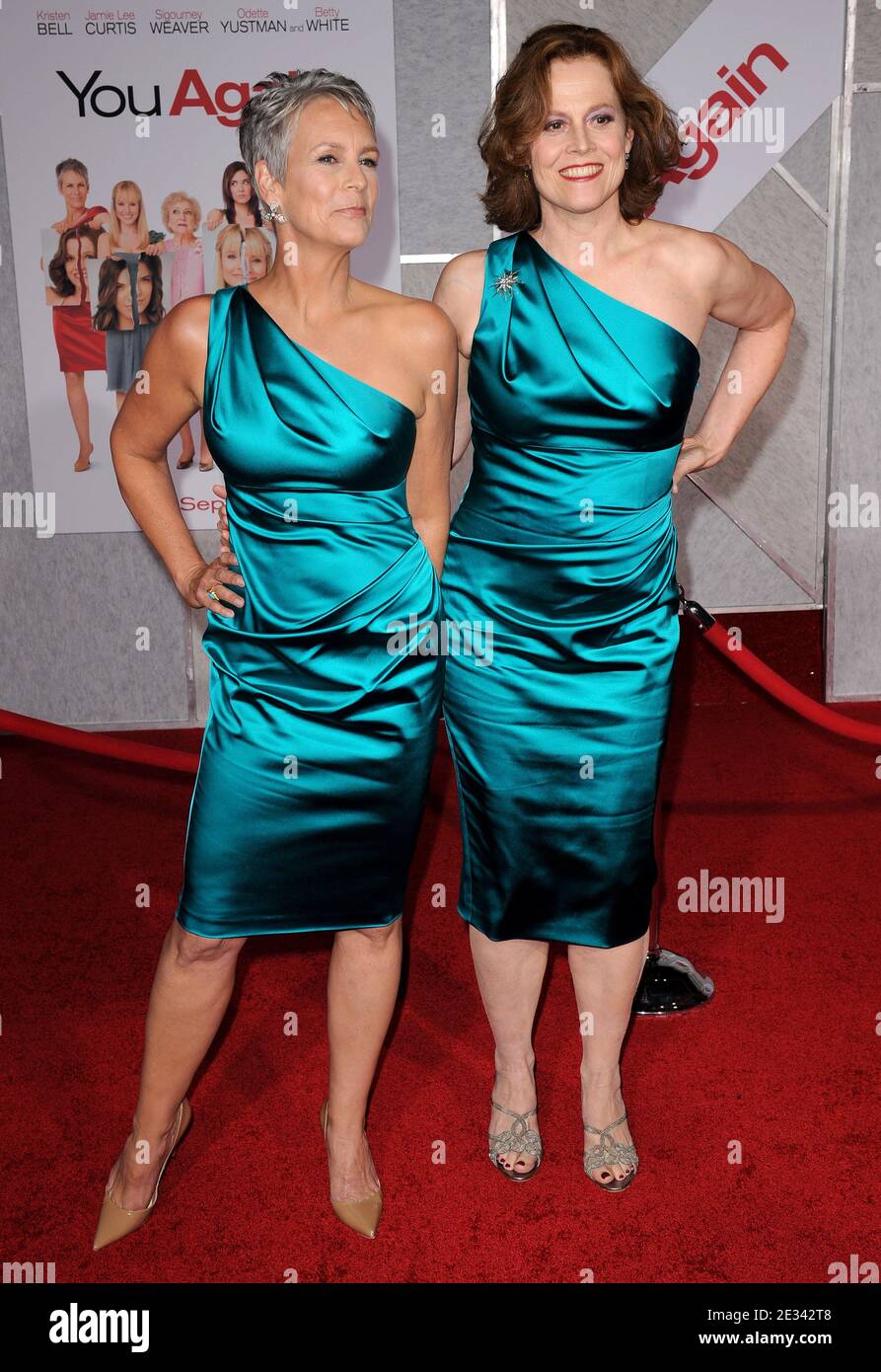 'Sigourney Weaver and Jamie Lee Curtis attend the premiere of Walt Disney's ''You Again'' held at the El Capitan Theatre in Los Angeles, September 22, 2010. Photo by Lionel Hahn/ABACAPRESS.COM (Pictured : Sigourney Weaver, Jamie Lee Curtis)' Stock Photo
