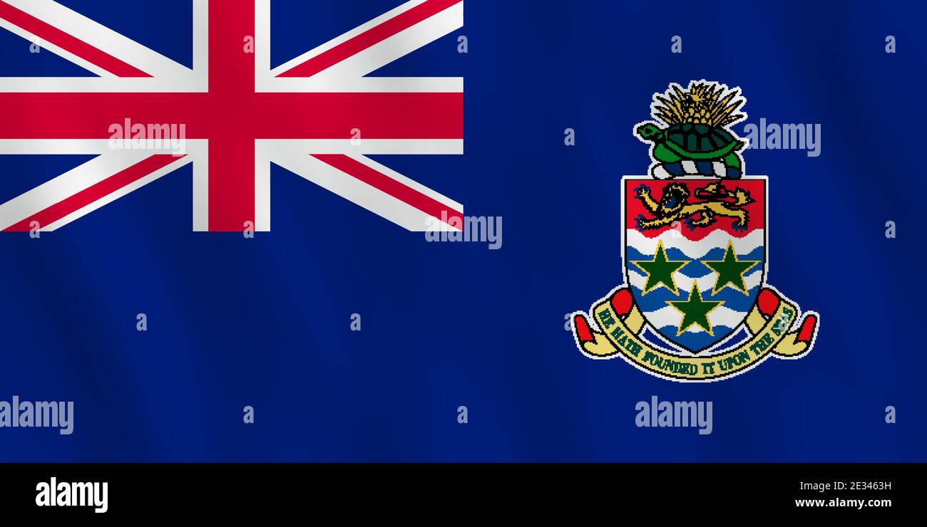 Cayman Islands flag with waving effect, official proportion. Stock Vector