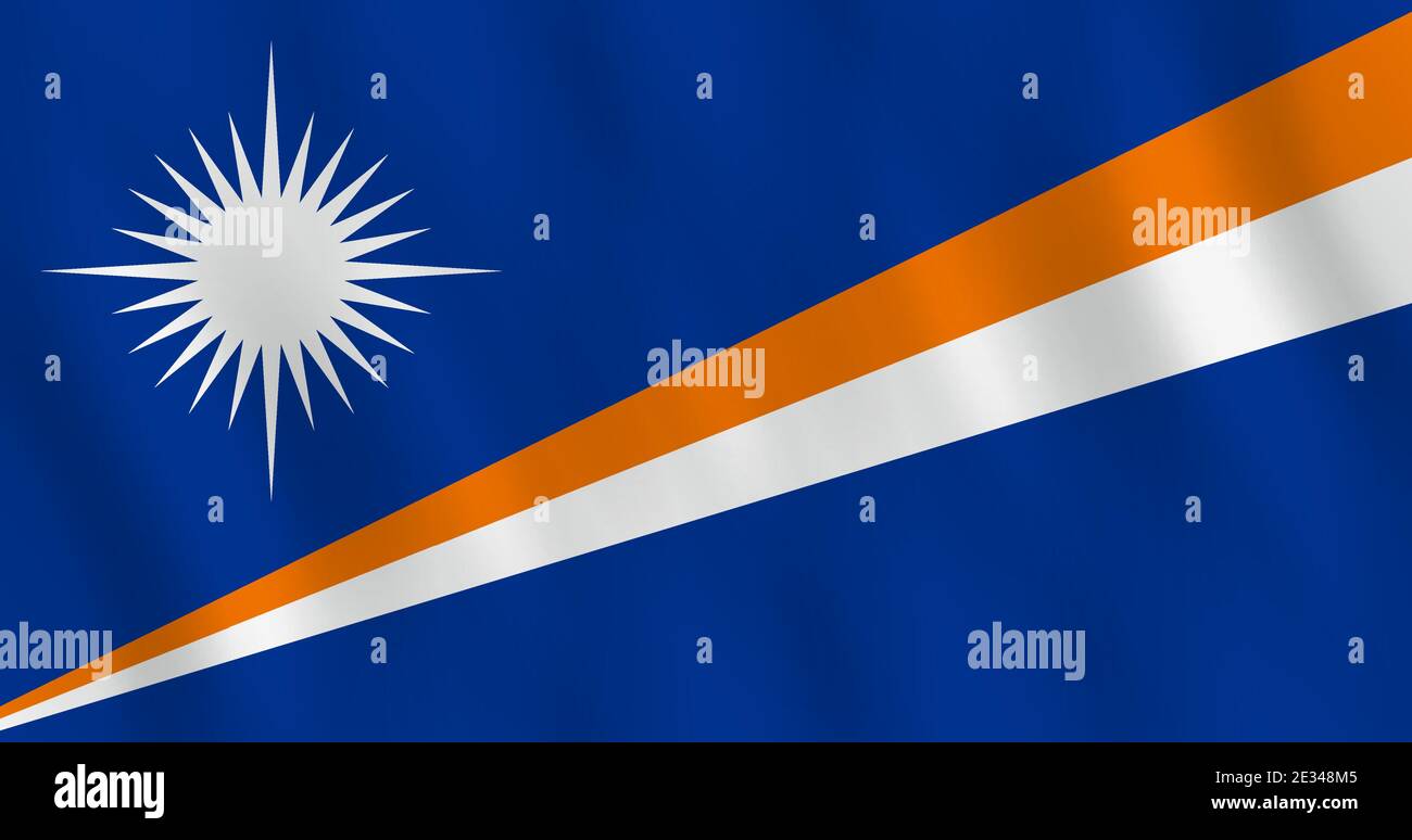 Marshall Islands flag with waving effect, official proportion. Stock Vector