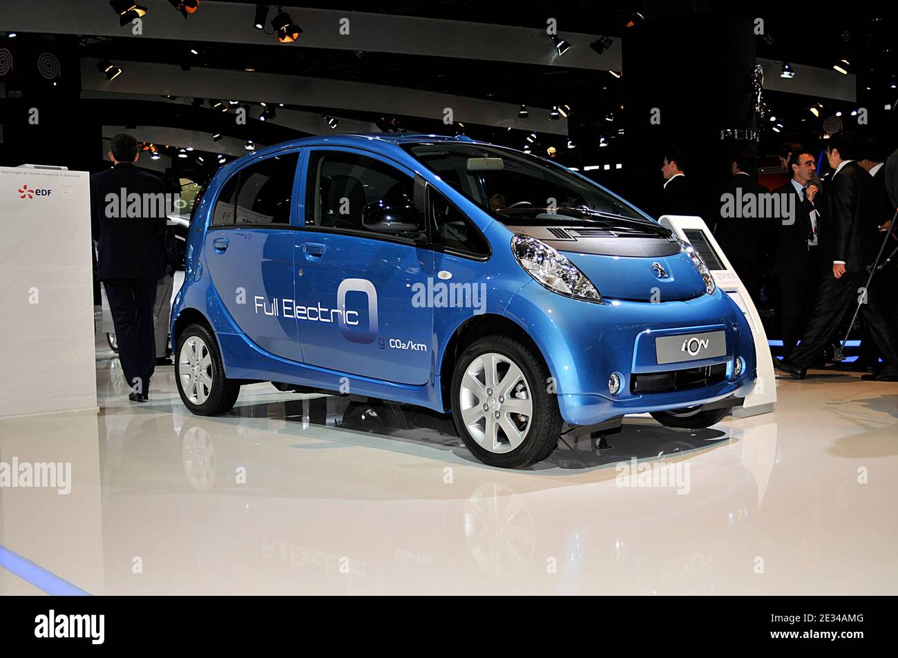 New Peugeot Ion at the Paris Motor Show 'Mondial de l' Automobile' in Paris, France on September 30, 2010. The Paris Motor Show takes place every two years and is one of the largest expositions of motor vehicles in the world. This year, the emphasis of the show lies on electric cars and more than 300 exhibitors from 20 countries are expected to take part. Photo by Thierry Plessis/ABACAPRESS.COM Stock Photo