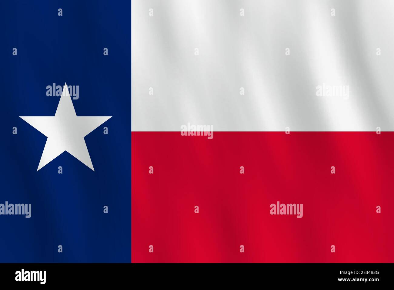 Texas US state flag with waving effect, official proportion. Stock Vector