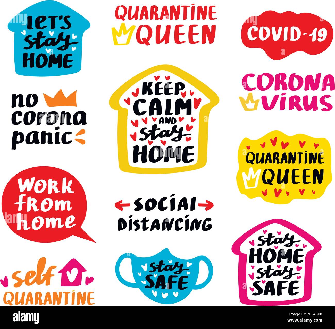 CoronaVirus Covid-19 letterings and other elements. Vector illustration. Stock Vector