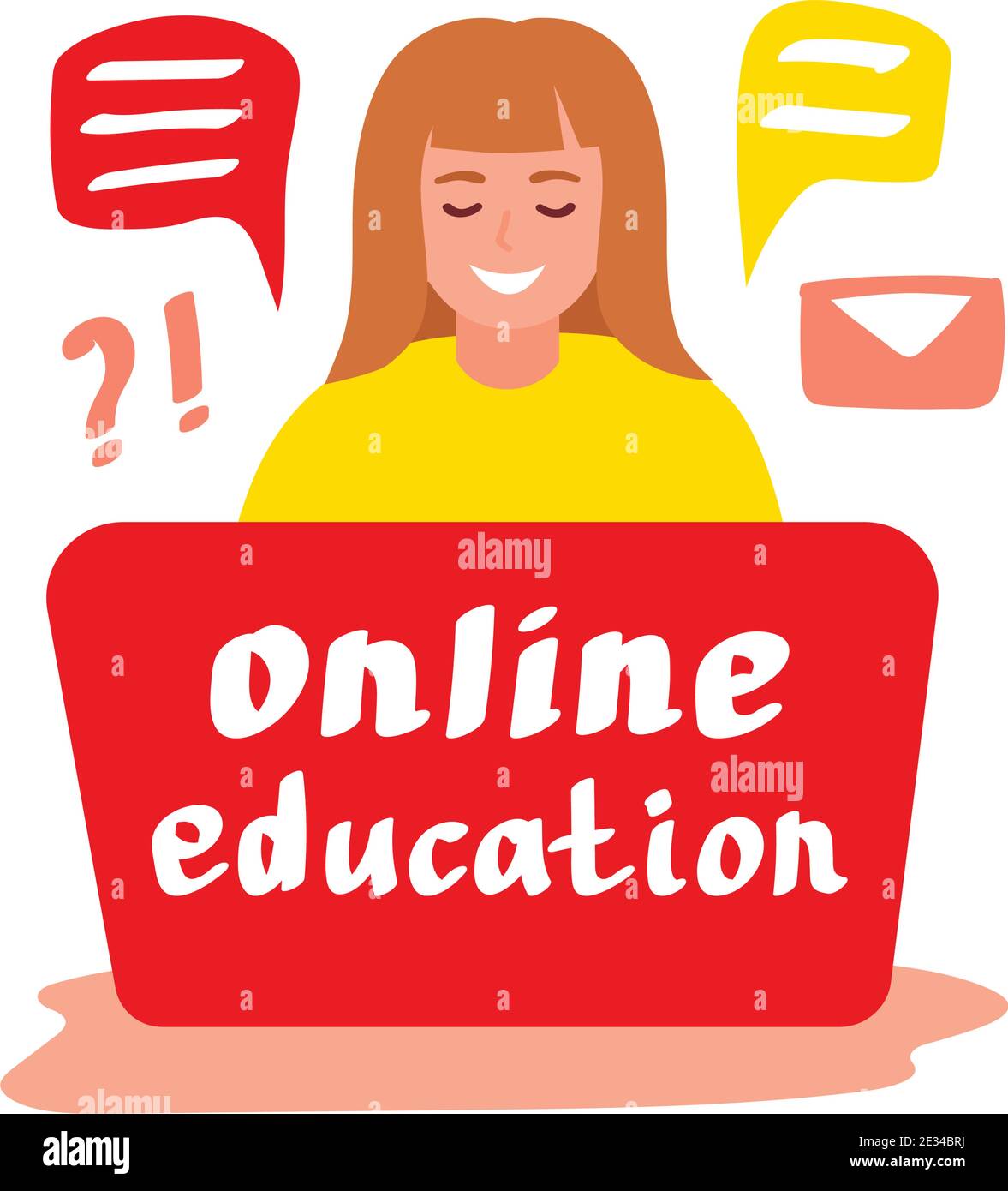 Online education, e-learning concept in flat style, vector illustration Stock Vector