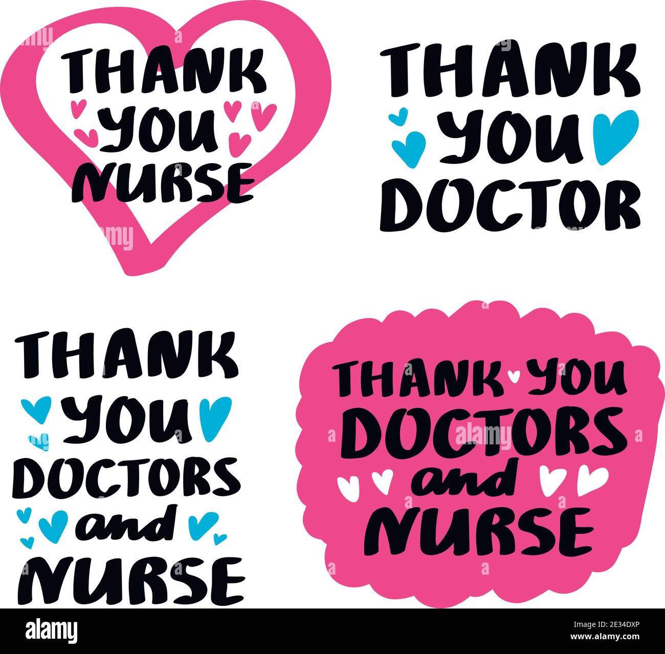 Thank you doctors nurse lettering set. Healthcare worker and medical