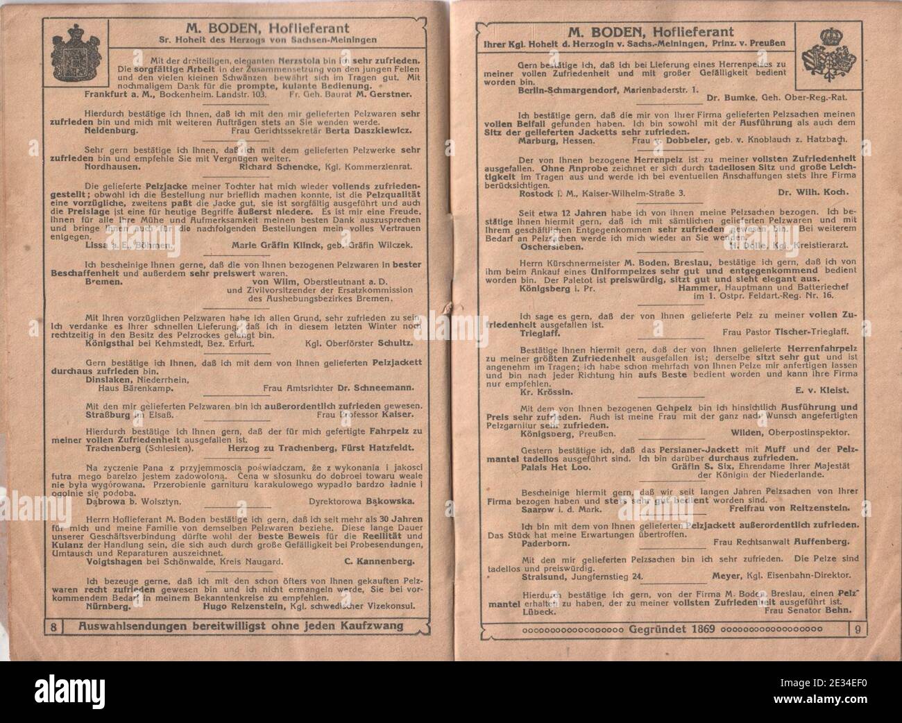 M. Boden, Breslau, Katalog Winter 1917-18 -04 Stock Photo - Alamy