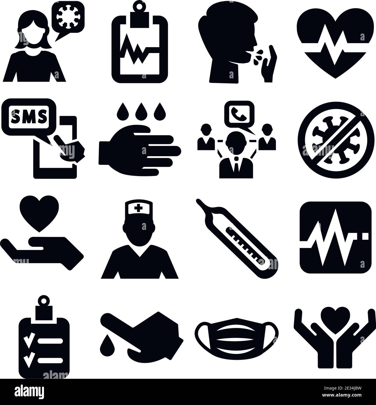 Vector set of medical icons. The coronavirus icons as hand wash, detergent, anti bacteria, mask and etc Stock Vector