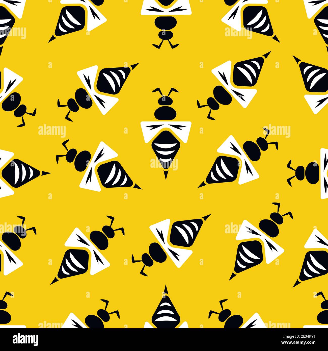 Vector Flat Seamless Pattern Background with Wasps Stock Vector Image ...