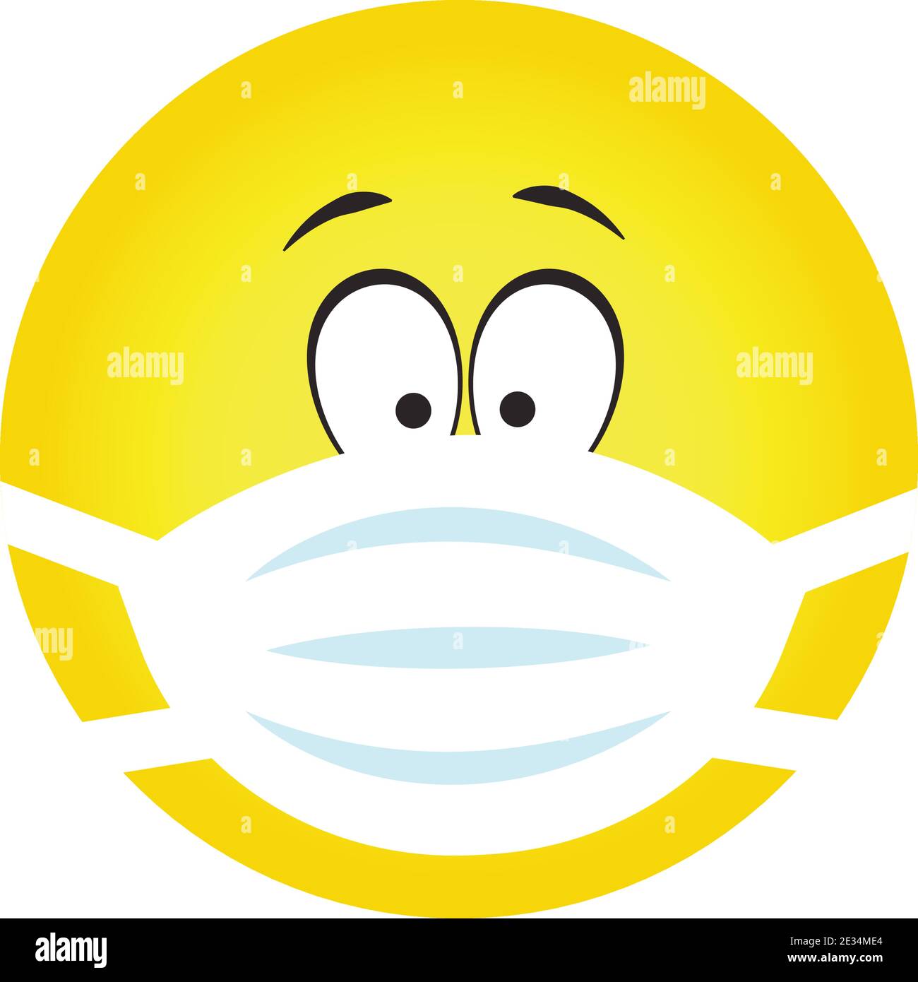 Emoji wearing mouth mask. Yellow emoticon with closed eyes and a white