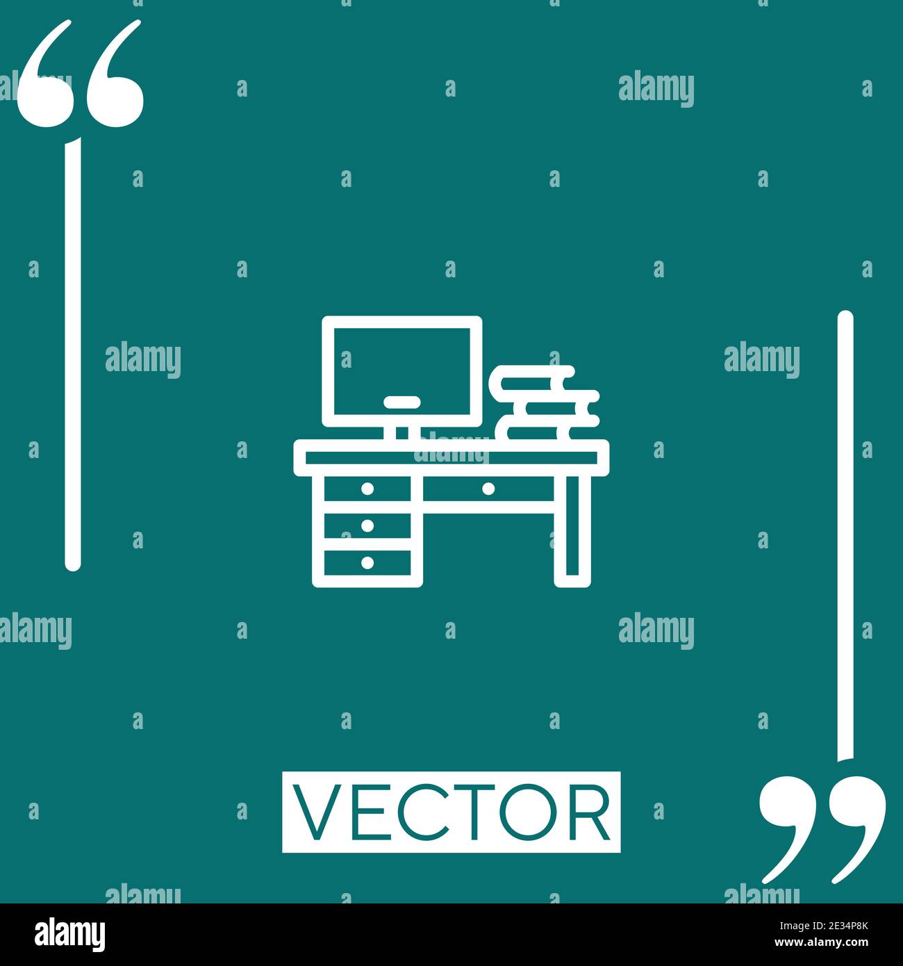 desk vector icon Linear icon. Editable stroked line Stock Vector