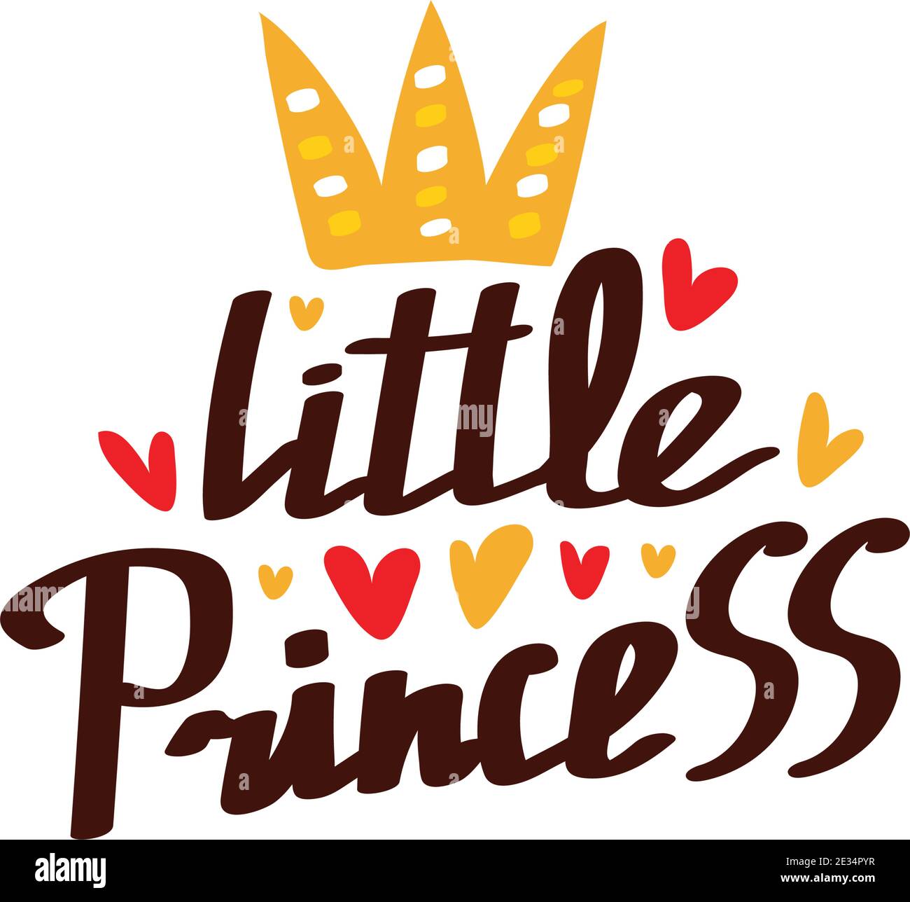 Hand drawn vector lettering. Little Princess. Cute isolated vector