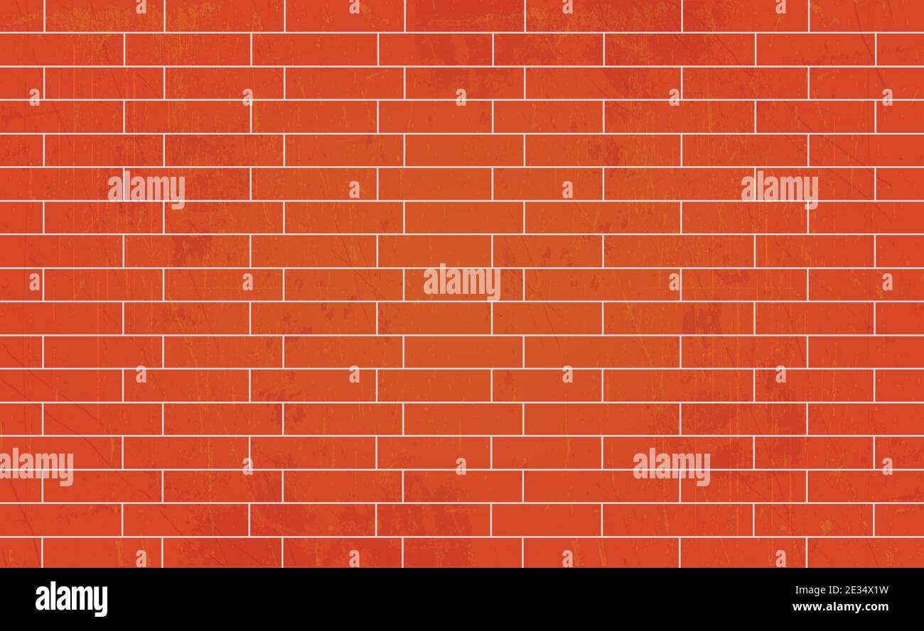 Realistic background wall, red brickwork brickwork - Vector illustration Stock Vector