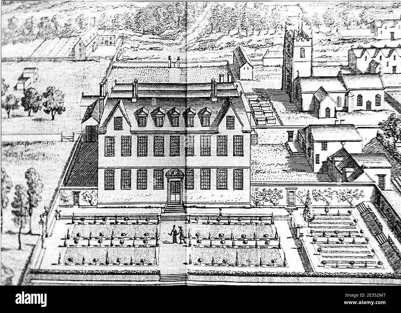 Lower House, Alderley c.1660 Kip's Sketch (150dpi Stock Photo Alamy