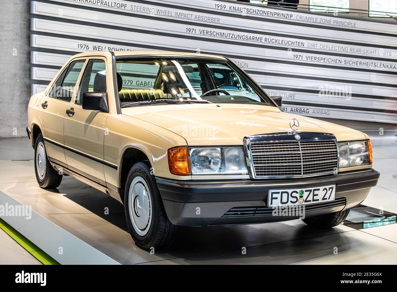 STUTTGART, GERMANY, 2019: 1984 Mercedes-Benz 190E Baby-Benz in the Mercedes- Benz Museum, FDS ZE 27 Stock Photo - Alamy