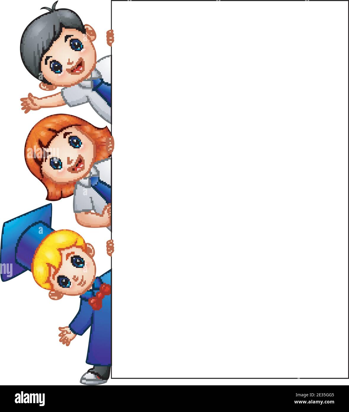 Vector illustration of Happy kid holding blank sign Stock Vector Image ...